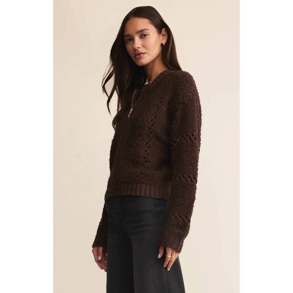 NEW Z SUPPLY women's sundance zip up sweater jacket in brown - Picture 3 of 6